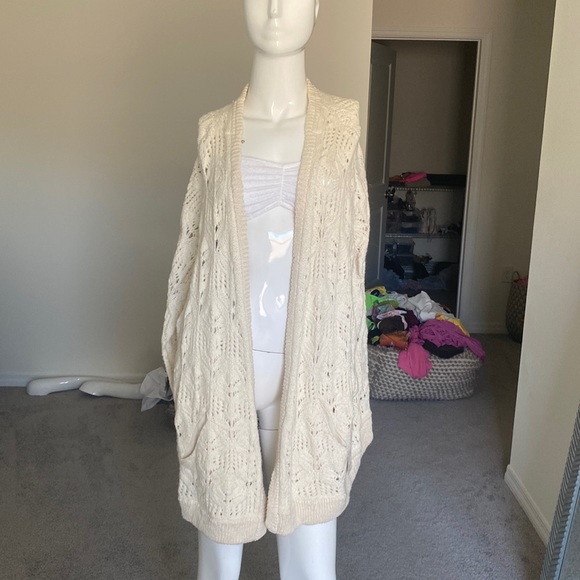 Free People Sweaters - NWT FREE PEOPLE IVORY COMBO OPEN SWEATER CARDIGAN TOP SIZE L MSRP $168.00